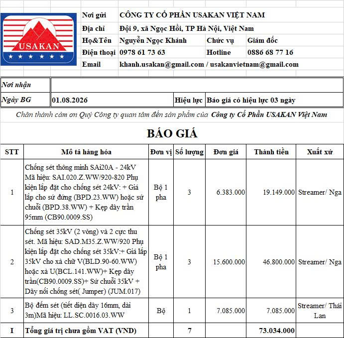 Chống sét thông minh 35kV Sad.M35Z (2 vòng) và 2 cực thu sét - Streamer / Nga